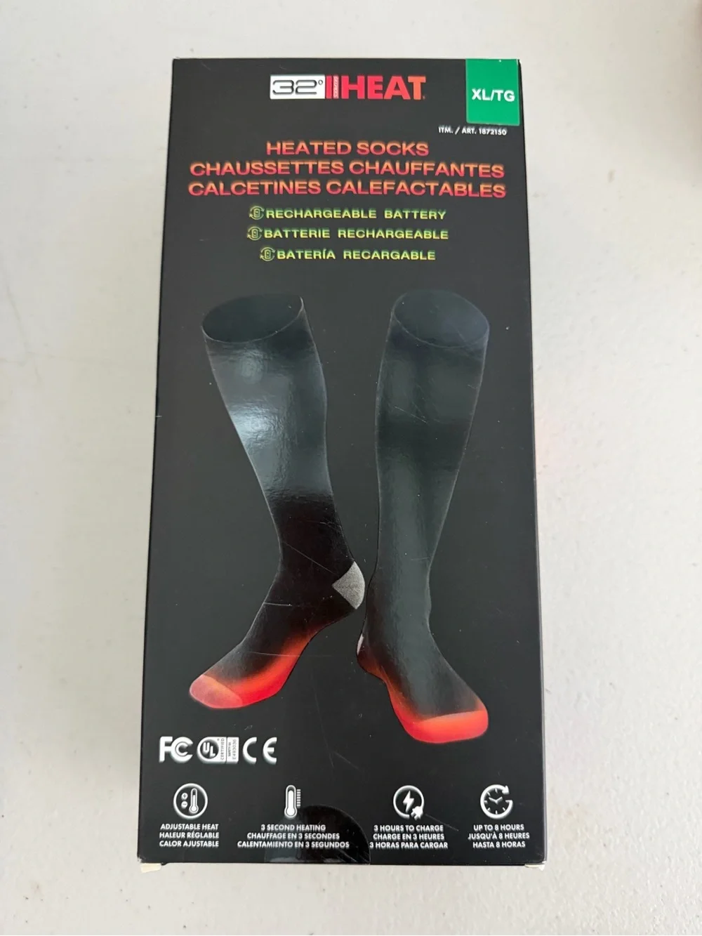 Heated Socks - Black with Red Accents (XL)